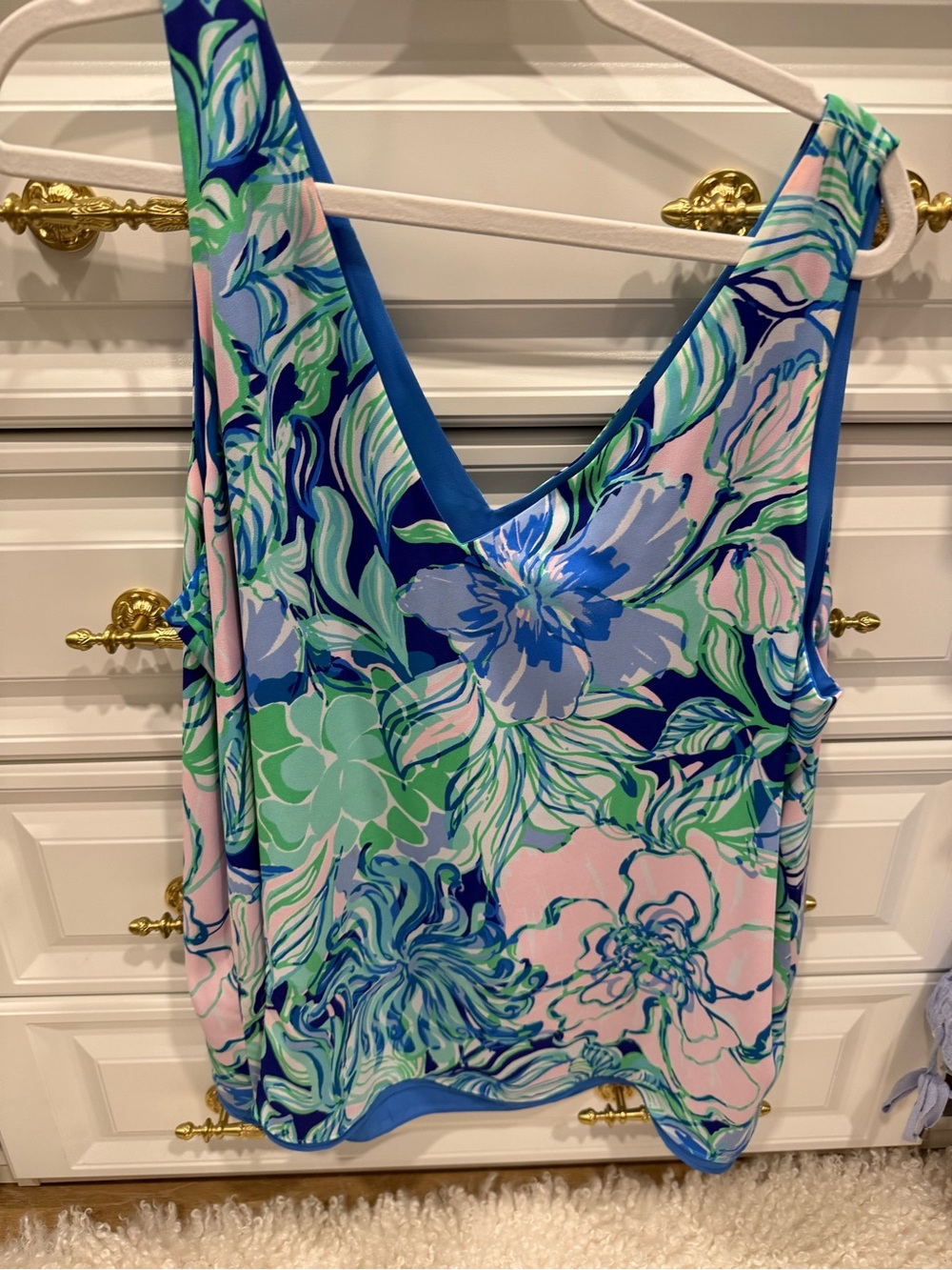 Lilly Pulitzer Floral V-Neck Camisole - Blue, Pink & Green